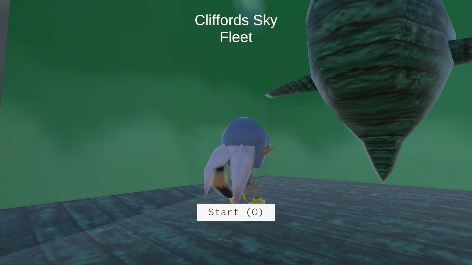 Cliffords Sky Fleet level entrance overlooking a floating island in a green sky.